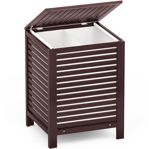 Bamboo Laundry Hamper with Lid, 120L Large Clothes Laundry Sorter with Removable 2-Section Liner Bag, Raised Laundry Basket Organizer for Clothing, Bathroom, Bedroom, Laundry Room, Espresso - color: Espresso