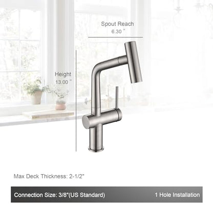 AS06BN Brushed Nickel Bar Faucet or Prep Kitchen Sink Faucet with Pull Down Sprayer and Single Handle - color: Brushed Nickel, style: Modern