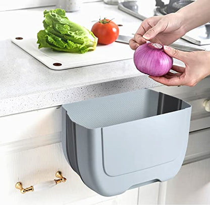 Hanging Folding Mini Trash Can for Kitchen Cabinet Door, Small Collapsible Garbage Bin Under Sink,Wall Mounted Waste Bin- Container Cabinet/Bedroom/Bathroom (3L)(White) - color: White Grey