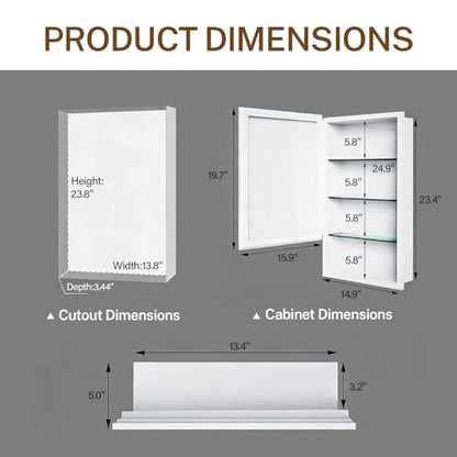 16x26 inch Bathroom Medicine Cabinet with Mirror, Platstic Framed Beveled Edge Mirror Cabinet with Removable Shelves, Extra Storage Space, Recessed or Surface Mount - style: CS5004-1626