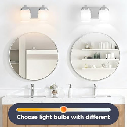 10 Inches Bathroom Vanity Light, 2-Light Chrome Bathroom Light Fixtures Over Mirror, Bathroom Light Shower Lamp with Milky White Square Glass Shade, Modern Farmhouse Lighting Fixtures - color: Chrome, size: 10 Inch : 2-lights