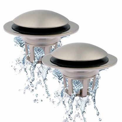 WELSAN Brushed Nickel Sink Stopper Bathroom Drain 1 1/8"-1 1/2", 2 Pack | Bathroom Sink Stopper Replacement, Universal Pop-Up Drain Stopper Plug Strainer with Hair Catcher, Anti-Clogging Design - color: Brushed Nickel-2
