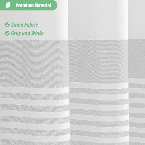 Extra Long Shower Curtains, 84 Inches Long Farmhouse Boho Striped Fabric Tassel Shower Curtains for Bathroom, Tall Bohemian Linen Textured Cloth Shower Curtain Set with Hooks, Grey, 72x84 - color: Grey, size: 72"W x 84"L (Pack of 1)