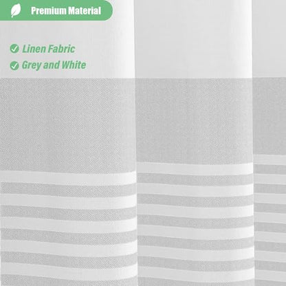 Extra Long Shower Curtains, 84 Inches Long Farmhouse Boho Striped Fabric Tassel Shower Curtains for Bathroom, Tall Bohemian Linen Textured Cloth Shower Curtain Set with Hooks, Grey, 72x84 - color: Grey, size: 72"W x 84"L (Pack of 1)