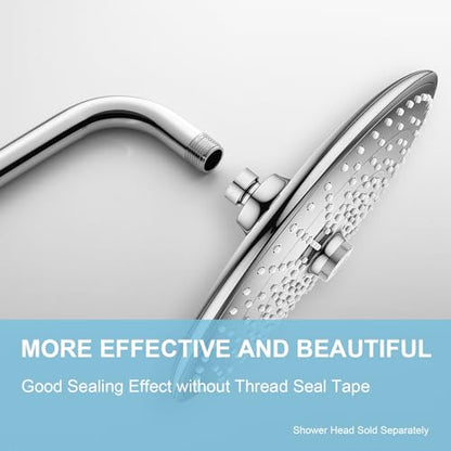 OFFO Shower Arm with Flange, 12 in Wall Mount Replacement Angle Shower Head Arm Wall-Mounted For Fixed Shower Head & Handheld Showerhead, Chrome - color: Chrome, style: 12 in