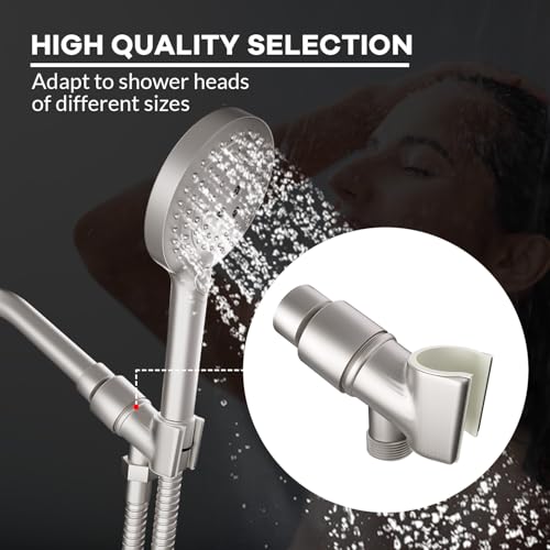 All Metal Handheld Shower Head Holder, Adjustable Shower Wand Holder with Universal Shower Arm Mount and Brass Pivot Ball, for Connecting Shower Arm and Shower Hose - color: Brass - Matte Black