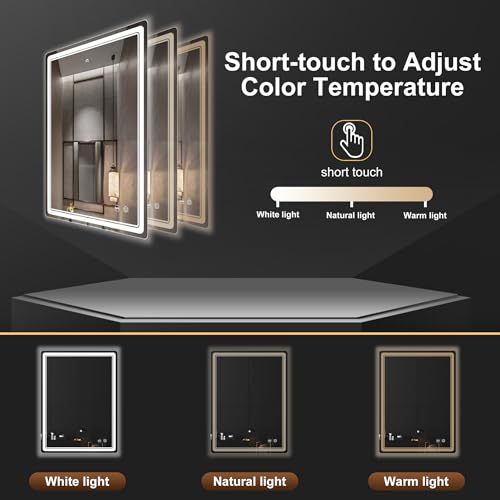 LED Bathroom Mirror with Lights, Anti-Fog, Dimmable, Lighted Bathroom Vanity Mirror for Wall, UL-Certified (27 x 36) - size: 27"L x 36"W
