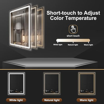 LED Bathroom Mirror with Lights, Anti-Fog, Dimmable, Lighted Bathroom Vanity Mirror for Wall, UL-Certified (27 x 36) - size: 27"L x 36"W