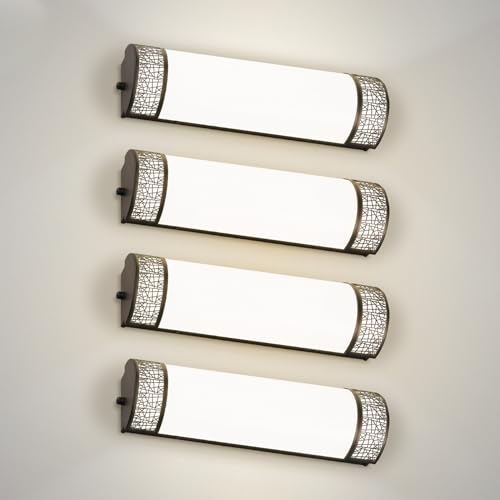 ASD 18 Inch LED Bathroom Vanity Light, 5CCT 2700K-5000K 20W, Dimmable Bathroom Light Fixtures, Modern Vanity Lights for Bathroom Lighting Fixtures Over Mirror, Wall Light Bar, Black, ETL, 4 Pack - color: 18 Inch - Matte Black, size: 4 Pack