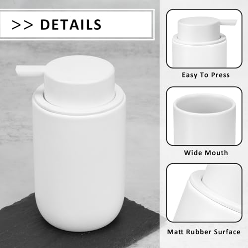 Soap Liquid Dispenser Ceramic with Easy-to-Press Pump Hand Liquid Dispenser for Shampoo Bathroom Countertop 13.5 oz - color: Liquid-white