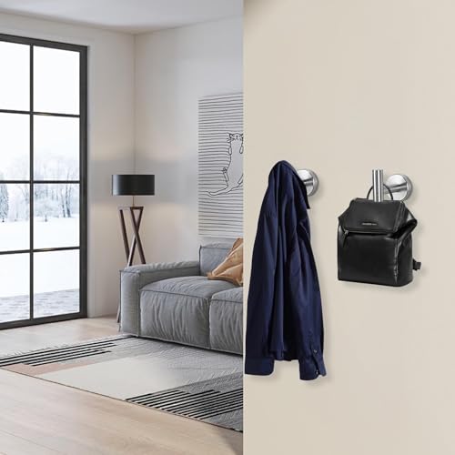 NearMoon Bath Towel Hooks- SUS 304 Stainless Steel Robe Hook Holder, Heavy Duty Coat Hook for Bathroom Livingroom Hotel Kitchen Garage, Wall Mounted (Brushed Nickel, 3 Pack) - color: Brushed Nickel, size: 3 Pack