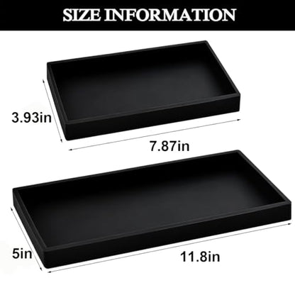 2PCS(7.87” L and 11.8” L) Silicone Soap Dispenser Tray, Kitchen soap Caddy countertop, Toilet, Black Tray for Scrubber, Lotion Bottles, Perfume, Jewelry, Candle, Key Trinket Ring-Black - color: Black（small 7.87”&large 11.8”）