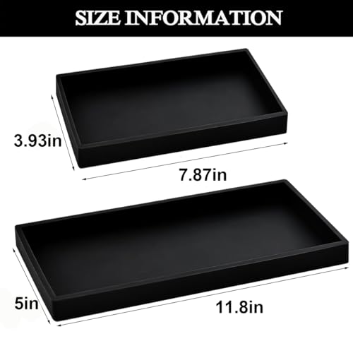 2PCS(7.87” L and 11.8” L) Silicone Soap Dispenser Tray, Kitchen soap Caddy countertop, Toilet, Black Tray for Scrubber, Lotion Bottles, Perfume, Jewelry, Candle, Key Trinket Ring-Black - color: Black（small 7.87”&large 11.8”）