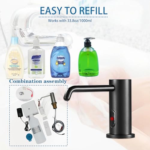 Touchless Automatic Soap Dispenser Built in Sink Electric Soap Dispenser | Sensor Soap Dispenser Complete With Bottle And Pump Suitable For Household Kitchen Indoor Bathroom Public Wash Sink Use - size: Drip-black