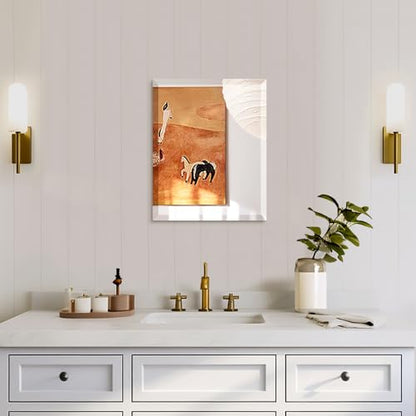 Beveled Mirror 16x20 Frameless Bathroom Wall Mirror Shatterproof | Modern Wall Mount Vanity Mirror, Hangs Horizontally or Vertically, for Over Sink, Living Room, Bedroom, Upgraded Packing - size: 16"L x 20"W