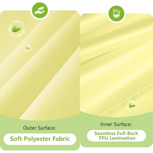 Seenus Bright Yellow Ruffle Shower Curtain with Waterproof TPU Backed, Soft Microfiber French Country Ruched Shower Curtain, 72 x 72 Inch Bathroom 2 in 1 Washable Fabric Shower Curtain with TPU Lining - color: Ruffled - Yellow, size: 72"W x 72"L (Pack of