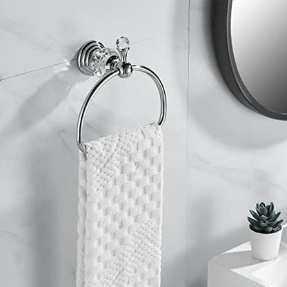 WOLIBEER Towel Ring,Crystal Hand Towel Holder,Round Towel Ring for Bathroom Wall Mounted Towel Hanger Bling Bathroom Accessories - size: Half-Round
