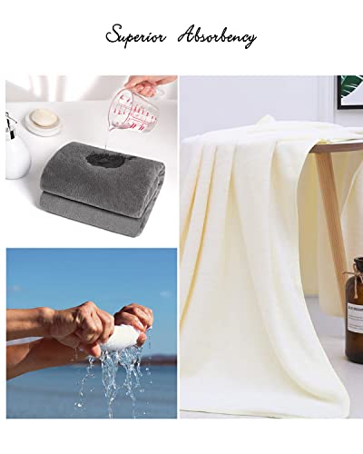 Lumimi Towels 4 Soft Microfiber Bath Towel Set Salon Gym Yoga Travel Super Absorbent Light Dry Fast Durable, 55" L x 27" W, 4 Piece Dark Grey - color: Dark Grey, size: 4 Bath Towels
