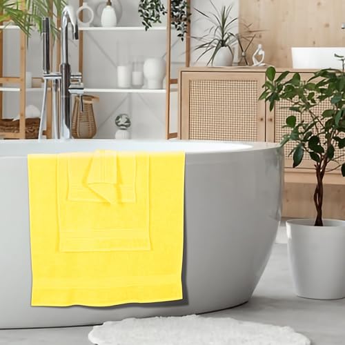 Ultra Soft 6 Pack Cotton Towel Set, Contains 2 Bath Towels 28x55 inch, 2 Hand Towels 16x24 inch & 2 Wash Coths 12x12 inch, Ideal for Everyday use, Compact & Lightweight - Yellow - color: Yellow
