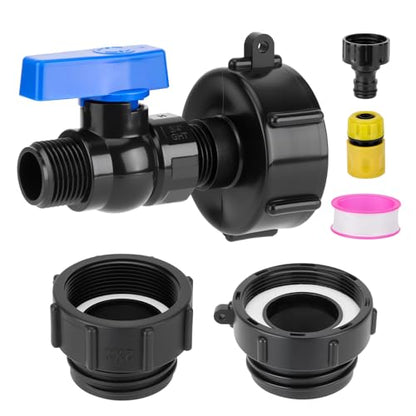 3 Sizes 3-in-1 IBC Tote Hose Adapter 2.44" Fine, 2" Fine and 2" Coarse Thread, 275-330 Gallon Water Tote Tank Hose Adaptor, Faucet Adapter for Garden Hose Connector