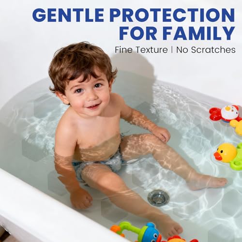 36 PCS Shower Anti Slip Stickers, Shower Floor Grip Bathtub Non Slip Stickers also for Stairs, Upgraded Textured Surface|Smooth Rubber Track Feel -- Skin-Friendly & Better Grip, Clear Hex 3.15”