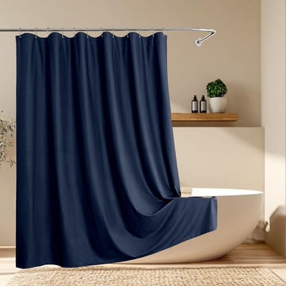 Aiyufeng Navy Blue Shower Curtains for Bathroom，Dot Like Embossed Textured Waterproof Soft Polyester Cloth Shower Curtain，Hotel Spa Machine Washable，72Wx72L - color: Navy Blue, size: 72"W x 72"L (Pack of 1)