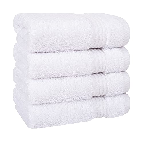 Cotton Paradise 100% Cotton Turkish Towel Set, Soft Absorbent Quick Dry, 4 Piece Washcloth Set, Snow White - color: Snow White, size: 13"x13"