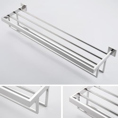 KOKOSIRI 32'' Bathroom Towel Shelf Chrome Towel Rack with Two Bath Towel Bars SUS304 Stainless Steel Wall Mounted, Polished Finish B6003CH-L32 - color: Polished Chrome, size: 32-Inch
