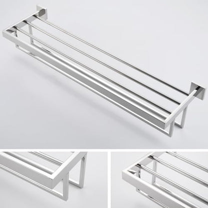 KOKOSIRI 32'' Bathroom Towel Shelf Chrome Towel Rack with Two Bath Towel Bars SUS304 Stainless Steel Wall Mounted, Polished Finish B6003CH-L32 - color: Polished Chrome, size: 32-Inch