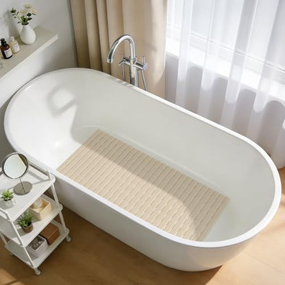 OTHWAY Non Slip Shower Mat, 36.6" x 16.9" Non Slip Shower Mats for Inside Shower, Shower Anti Slip Mat with Suction Cups, Easy to Cut Shower Floor Mat, Machine Washable Bathtub Mats, Light Brown - color: Brown