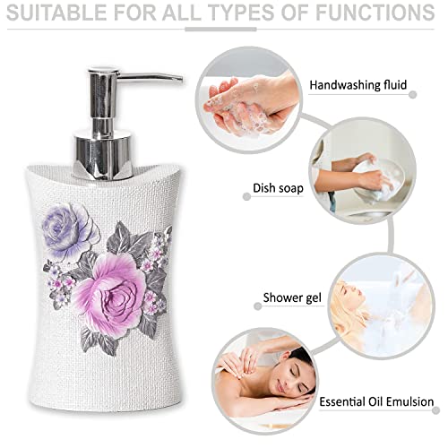 Zahari Home 4pc Michelle Bathroom Accessories Sets Lotion Pump, Tumbler, Tooth Brush Holder and Soap Dish Unique Design Floral Bathroom Set - color: Michelle, style: 4 Piece Set
