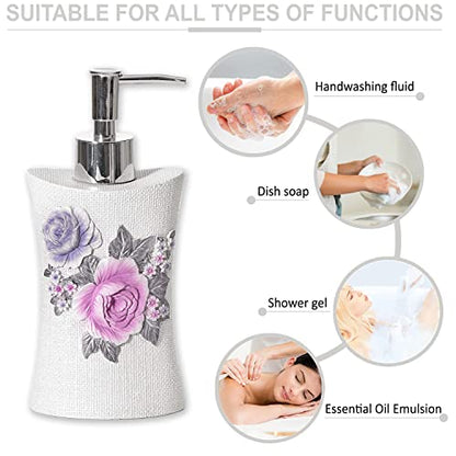 Zahari Home 4pc Michelle Bathroom Accessories Sets Lotion Pump, Tumbler, Tooth Brush Holder and Soap Dish Unique Design Floral Bathroom Set - color: Michelle, style: 4 Piece Set