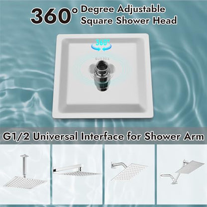 Midanya Square Rain Shower Head,High Pressure,Polish Chrome 6 Inch | 360°Swivel,Ceiling or Wall Mount,Waterfall Full Body Coverage,Bathroom Remodel,Stainless Steel Large Rainfall Shower Head - color: Chrome, size: 6 Inch
