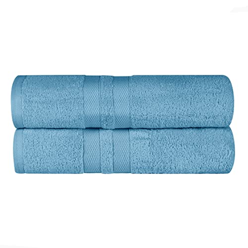 Superior Ultra-Soft 2-Piece Cotton Bath Sheet Set, Perfect for Bathroom Decor, Shower, Spa, Gym, Guest Room, Home Essentials, Daily Use, Soft, Absorbent, Oversized Body Towels - Denim Blue - color: Denim Blue, size: Bath Sheet (2-Pack)