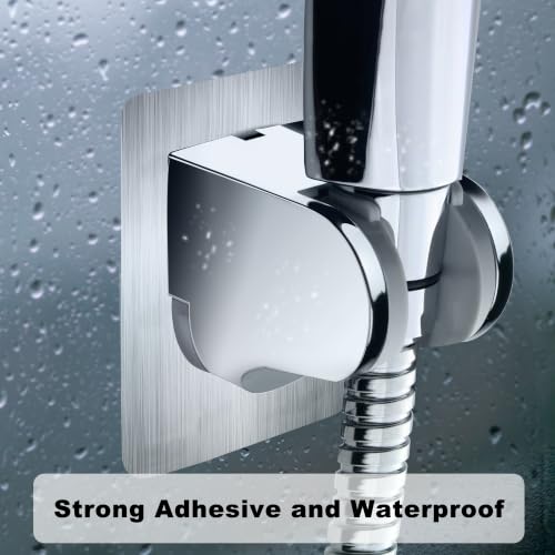 HO2ME Wall Mount Shower Bracket, No Drilling, 2-Pack, Chrome | Self-Adhesive, Wide-Angle Swivel, Fits Any Shower Space, for Handheld Shower Head, Waterproof, Just Peel-and-Stick