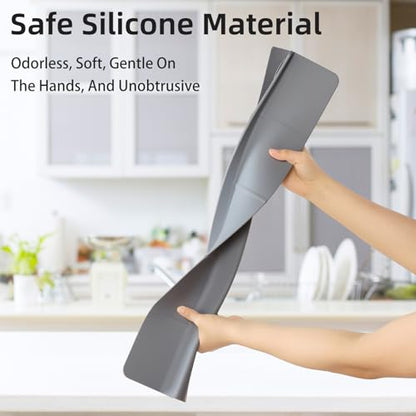 23" Ultra Silicone High Sink Splash Guard, Grey | Released in 2026, Self-Draining Water Splash Guard, for Kitchen Sink&Bathroom&Island, 3.5" Splash Guard, 7 Strong Suction Cup - color: Gray