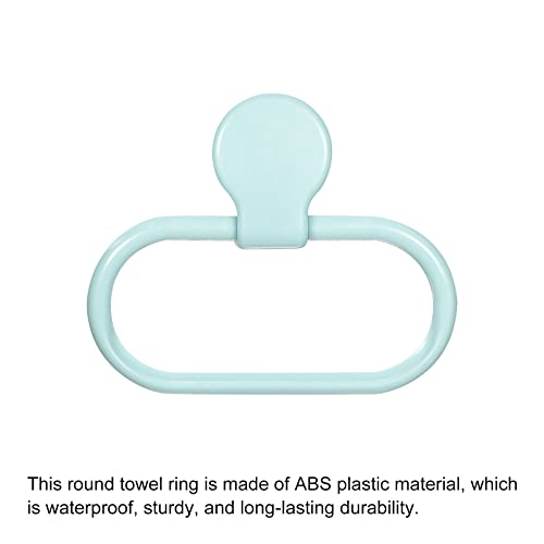 HARFINGTON Wall Mounted Oval Towel Ring ABS Hanging Holder Self-Adhesive for Bathroom Kitchen Accessories, Blue - color: Blue