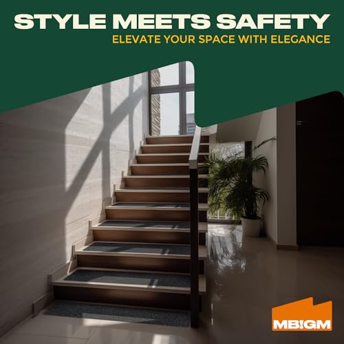 MBIGM Outdoor Non-Slip Stair Grip Tape, 12 Pack, 8" x 30", Black | PET/PVC stair tape with mineral-grit surface and adhesive backing adds traction to outdoor steps, decks and entryways - size: Black 8" x 30"