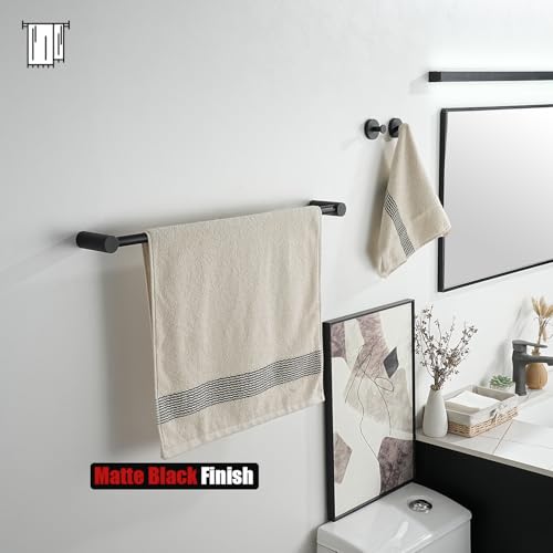 JQK Towel Bar Black, 26.5 Inch 304 Stainless Steel Thicken 0.8mm 2 Pieces Towel Rack Bathroom Wall Mount, Useable Length 24 Inch, TB610L24-PB - color: Black, size: 26.5 Inch