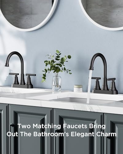 FORIOUS 2 Pack Black Bathroom Faucets, 4 Inch Centerset Faucet Commercial | 8 Inch Widespread Bathroom Faucet 3 hole Vanity and 4 Inch Bathroom Faucet Centerset 2 Hole for B2B Commercial, Spare Aerator - color: Matte Black × 2, style: Classic