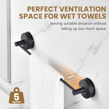 JOMOLA Towel Bar Suction Hand Towel Rack for Bathroom Stainless Steel Kitchen Towel Rail Holder Storage Hanger No Drilling Towel Bar Matte Black,17 inches - color: Matte Black