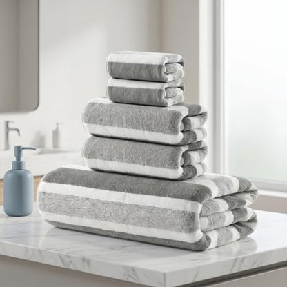 Premium 5-Piece Bath Towel Set | 100% Microfiber Ultra Soft & Quick Dry | Large Bath Towels, Hand Towels & Washcloths for Bathroom, Spa, Gym, | 1 Bath, 2 Hand, 2 Washcloths | Gray - color: Gray, size: 5 Pcs