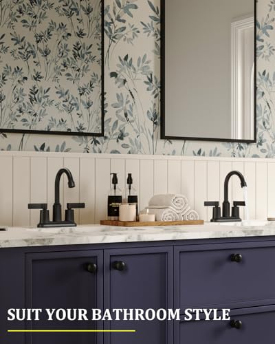 Matte Black Bathroom Sink Faucet 3 Hole 4 Inch Centerset Bathroom Faucets | Faucet for Bathroom Sink with Pop Up Drain and 2 Supply Hoses 2 Handle Bathroom Faucet for Sink Vanity RV Evolvegoods - color: Matte Black