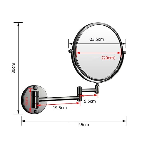 Wall Mounted Makeup Mirror, 1X/3X Magnifying Mirror Double-Sided Shaving Mirror, 360° Extendable Arm Vanity Mirror for Bathroom Hotel, 8 inch
