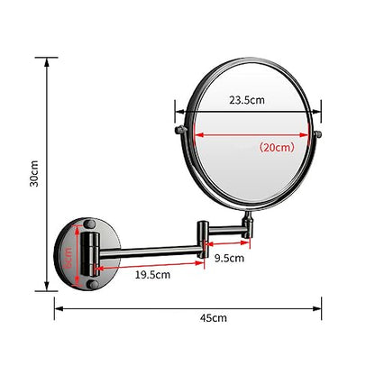 Wall Mounted Makeup Mirror, 1X/3X Magnifying Mirror Double-Sided Shaving Mirror, 360° Extendable Arm Vanity Mirror for Bathroom Hotel, 8 inch