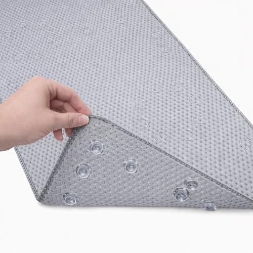 Bathtub Mat Non Slip, Bath Mat for Tub Non Slip, Tub Mat Extra Large 36 x 17 in, Bathtub Mat with Suction Cups & Drain Holes, Soft Foam, Machine Washable, Grey - color: Grey