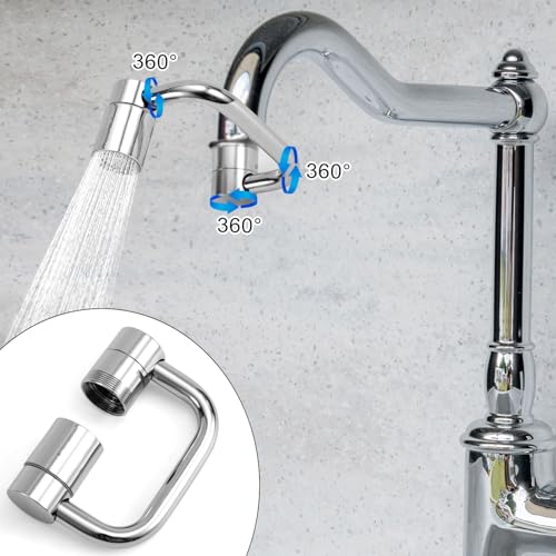 Rotatable Faucet Extender, Universal Swivel U-Shaped Rotatable Faucet Aerator Extender with 2 Flow Modes Suitable for Kitchen Bathroom Sink