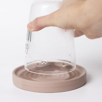 Home Bathroom Kitchen Use Diatomite Round Tray Ceramic Fast Dry Soap Holder (Brown) - color: Brown