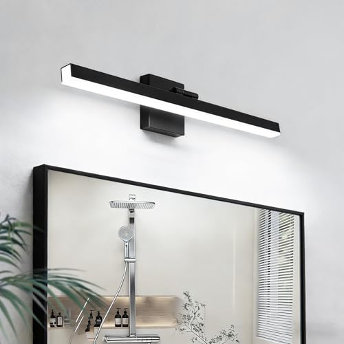 IZORRO Modern Bathroom Vanity Light 16 inch, Rotatable, 12W Dimmable Led Bathroom Light Fixture Over Mirror, Black Vanity Light Bar (Cool White 6000K) - color: Black-6000K, size: 16 inch