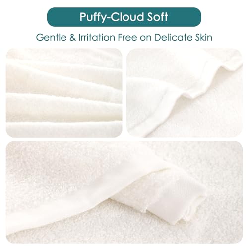Wash Cloths 6 Pack,Super Soft Face Towel on Sensitive Skin,13''x13'',White | 100% Viscose,Skin Friendly,Gently Wash Face&Body,Breathable,Absorbent,Fast Dry,Easy Rinsed,Hanging Loop,Bathroom,Travel Use - color: White, size: 13x13 inch-6 Pack